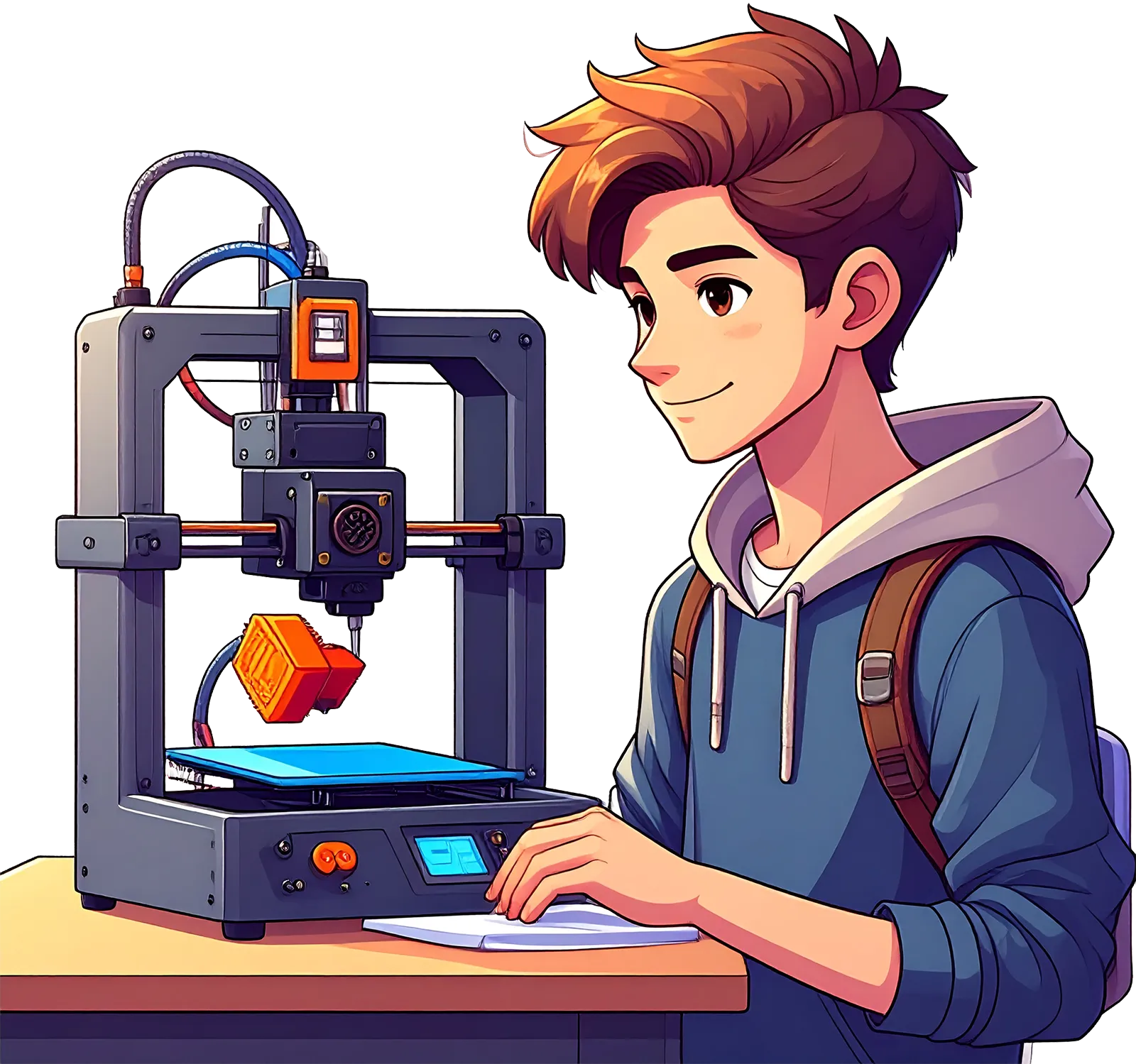Student with STEM 3D printer
